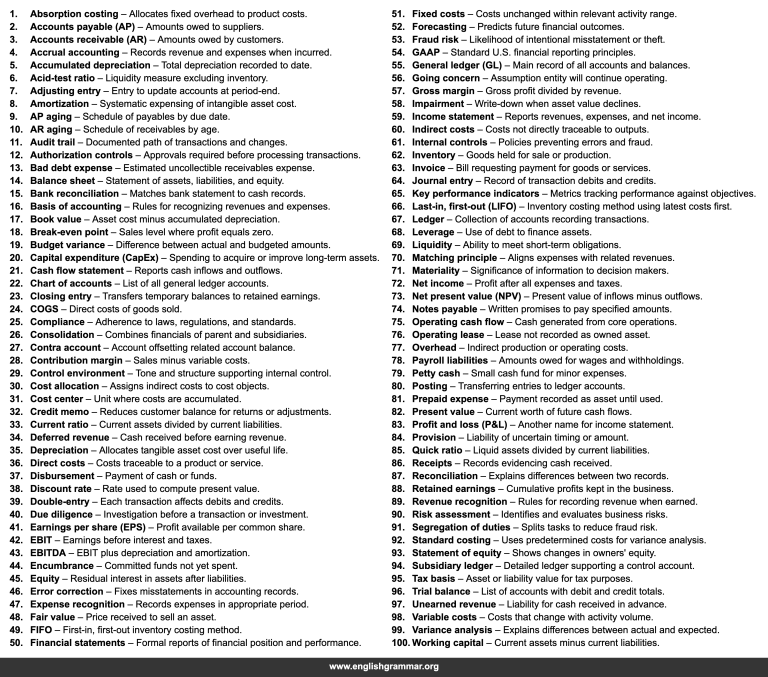 100 Words Every Accountant Should Know