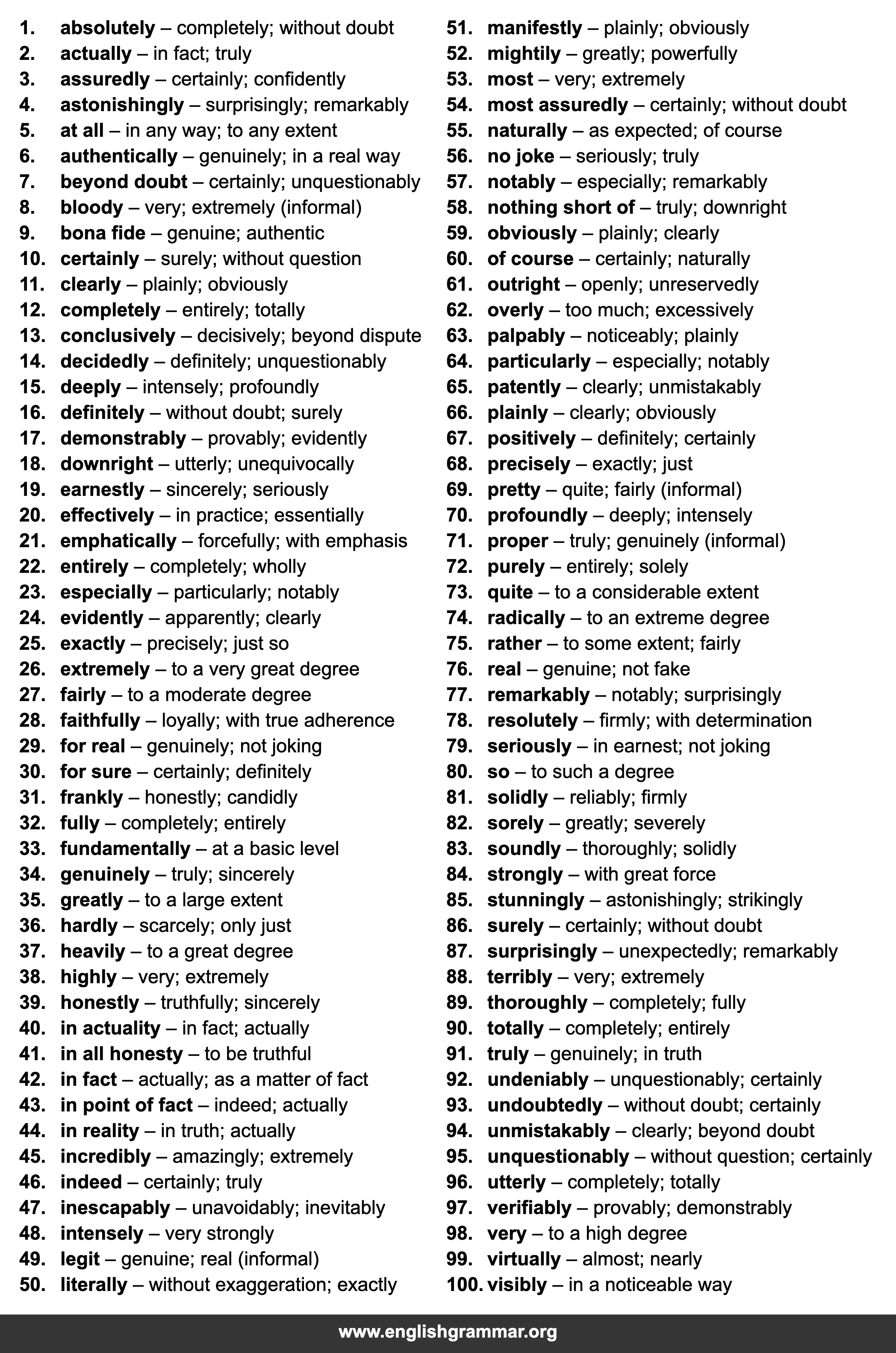 100 Other Words for