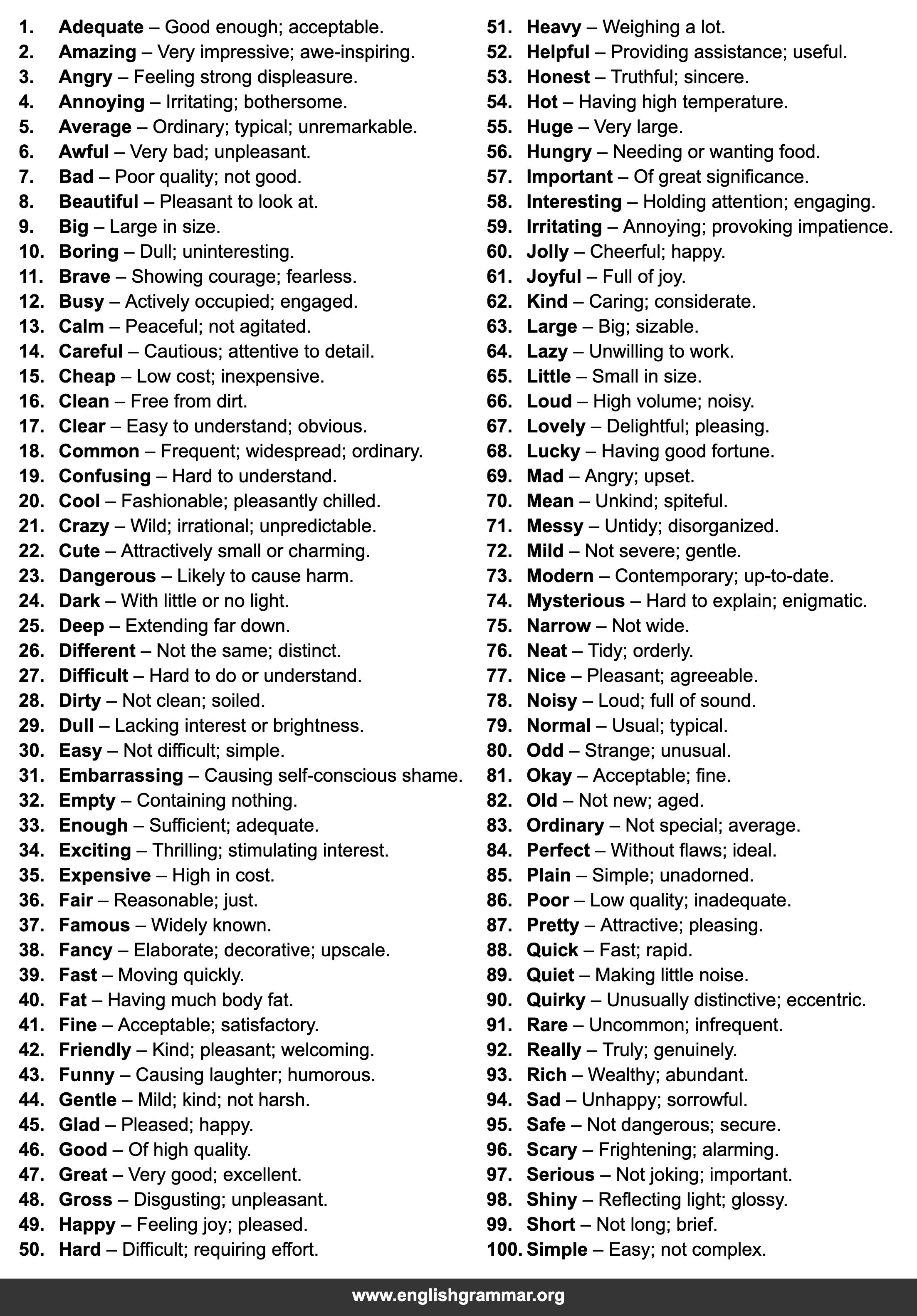 100 Boring Adjectives & What to Use Instead
