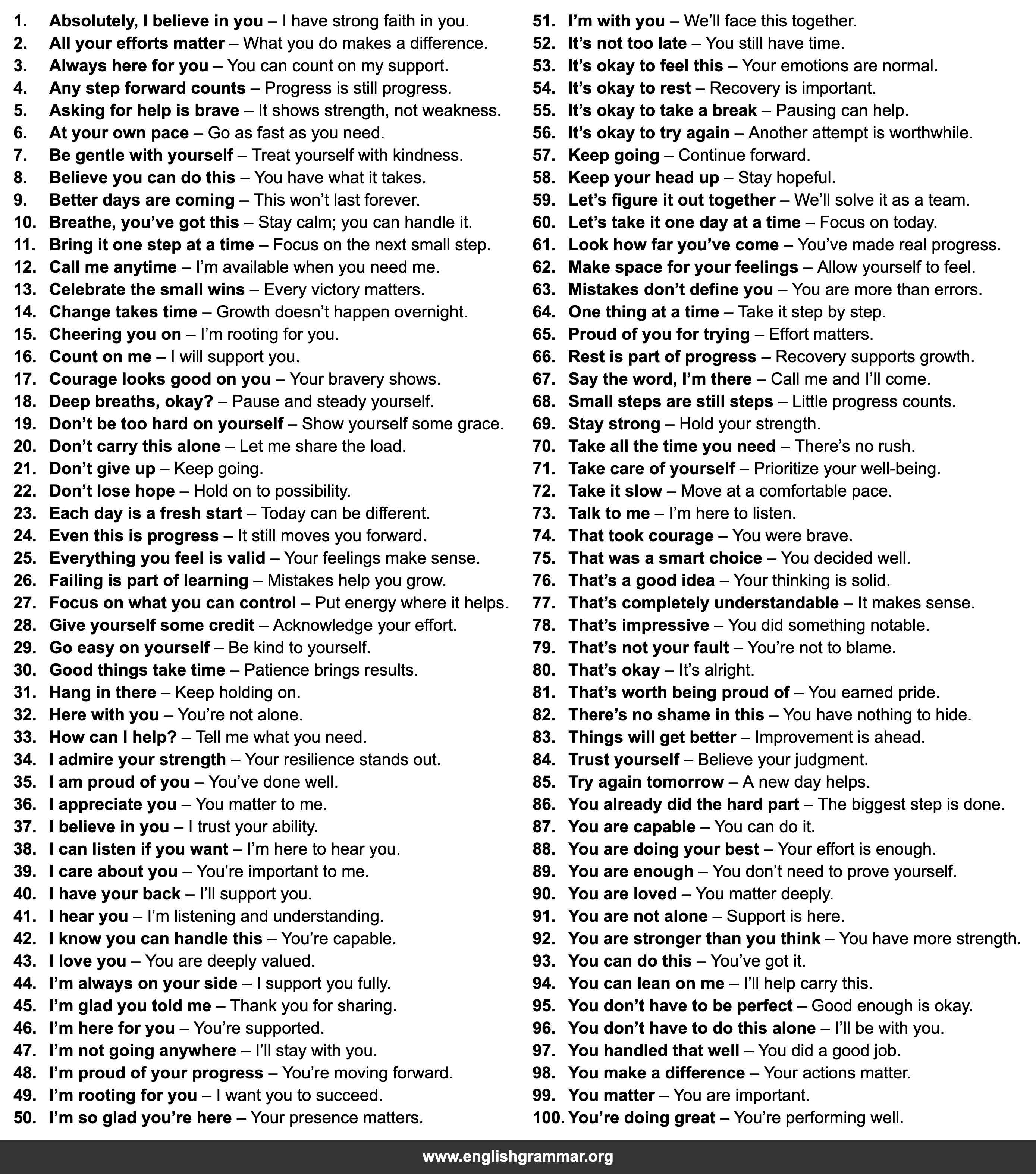100 Encouraging Phrases for Friends and Family