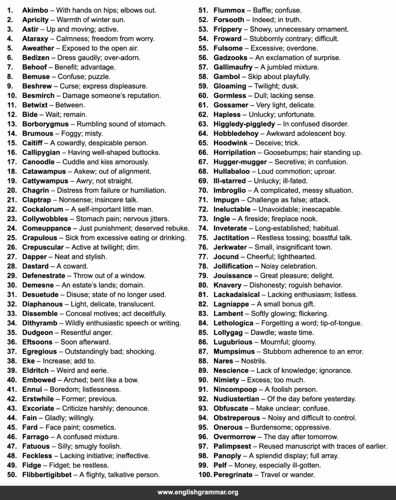 100 Forgotten English Words We Should Bring Back