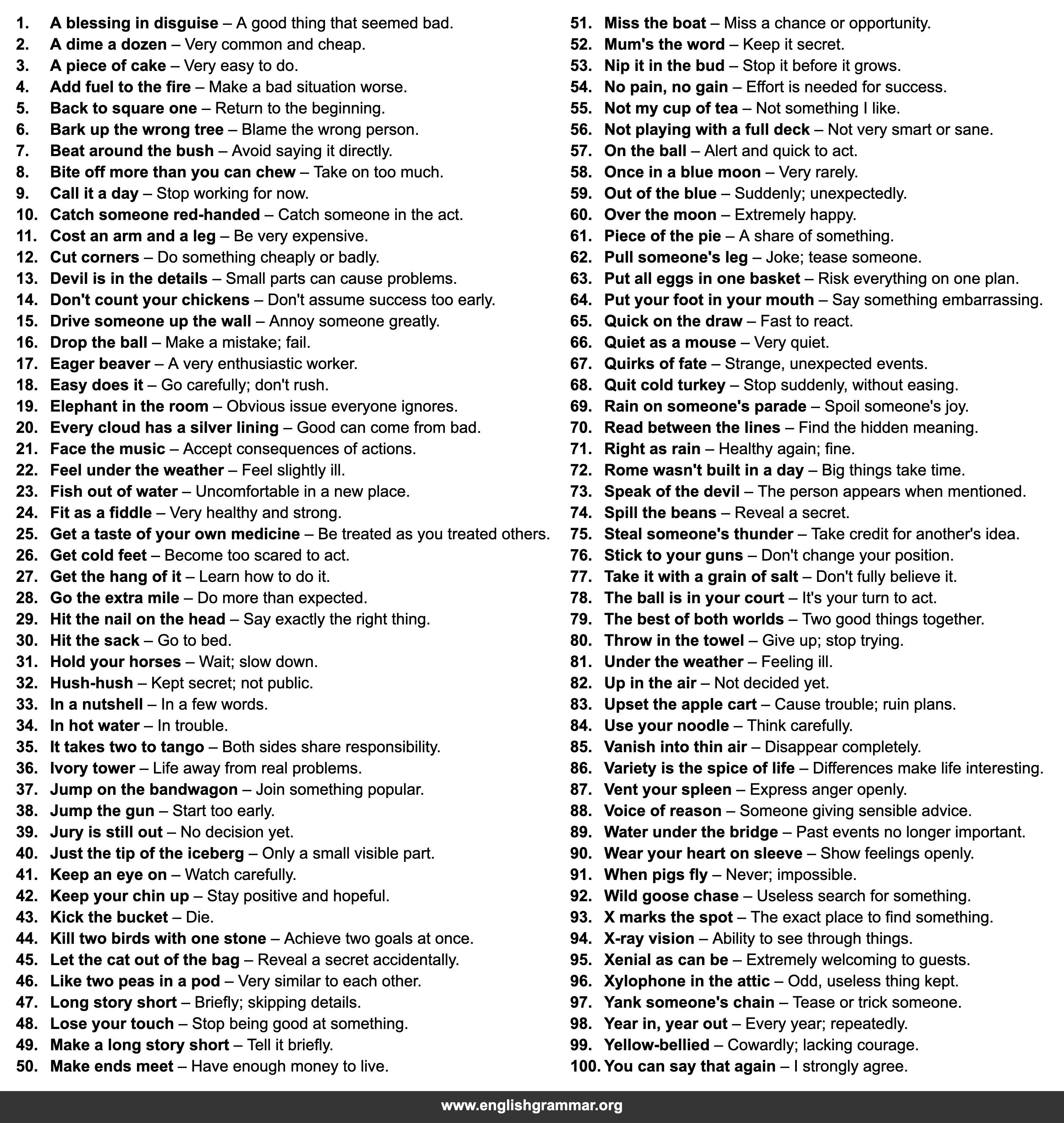 100 Idioms Every English Learner Should Know