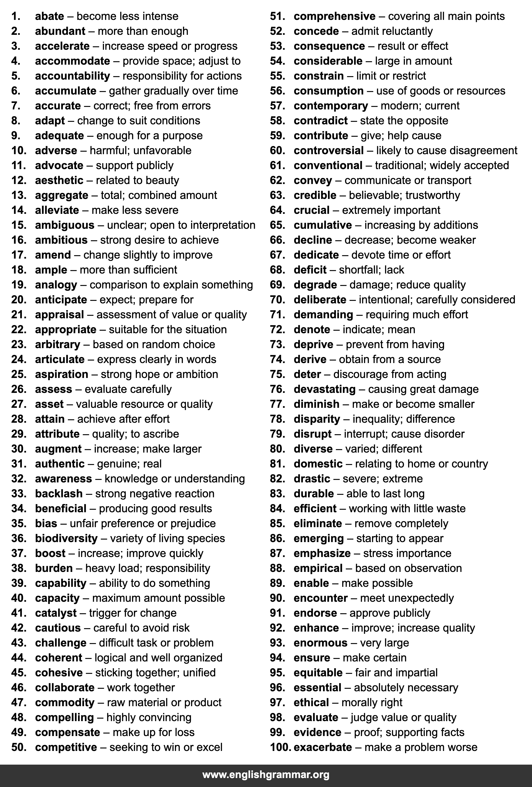 100 Vocabulary Words to Boost Your IELTS Band to 7+