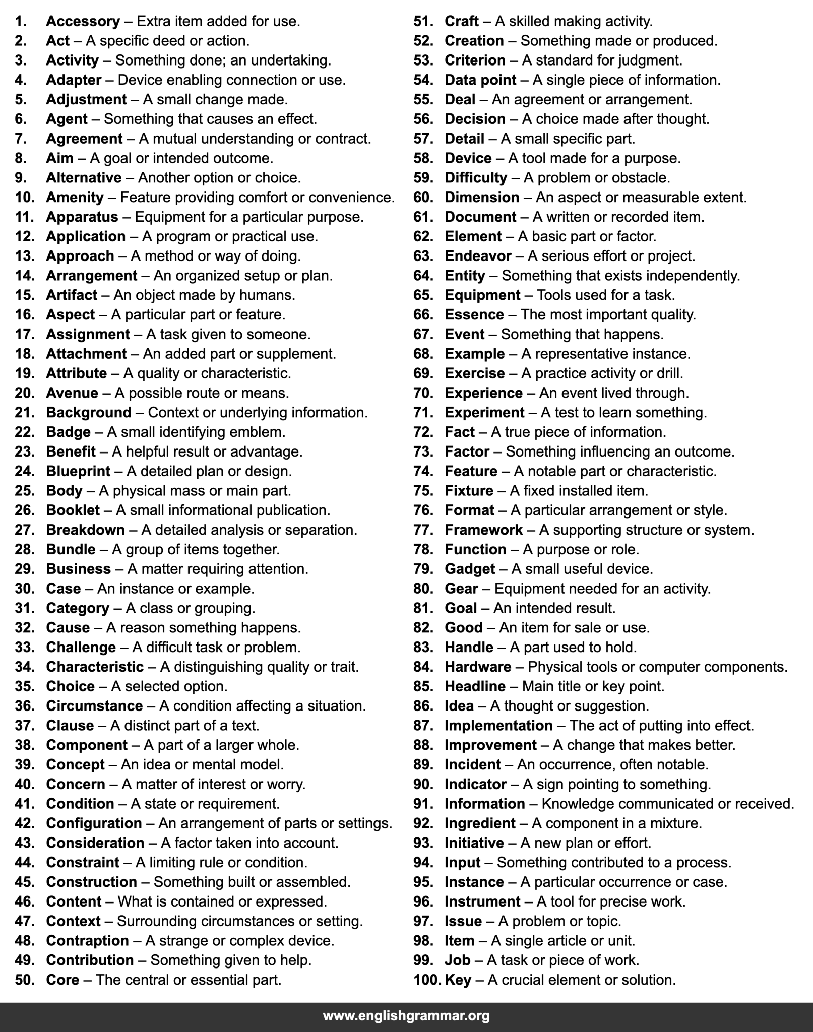 100 Words to Use Instead of “Thing”