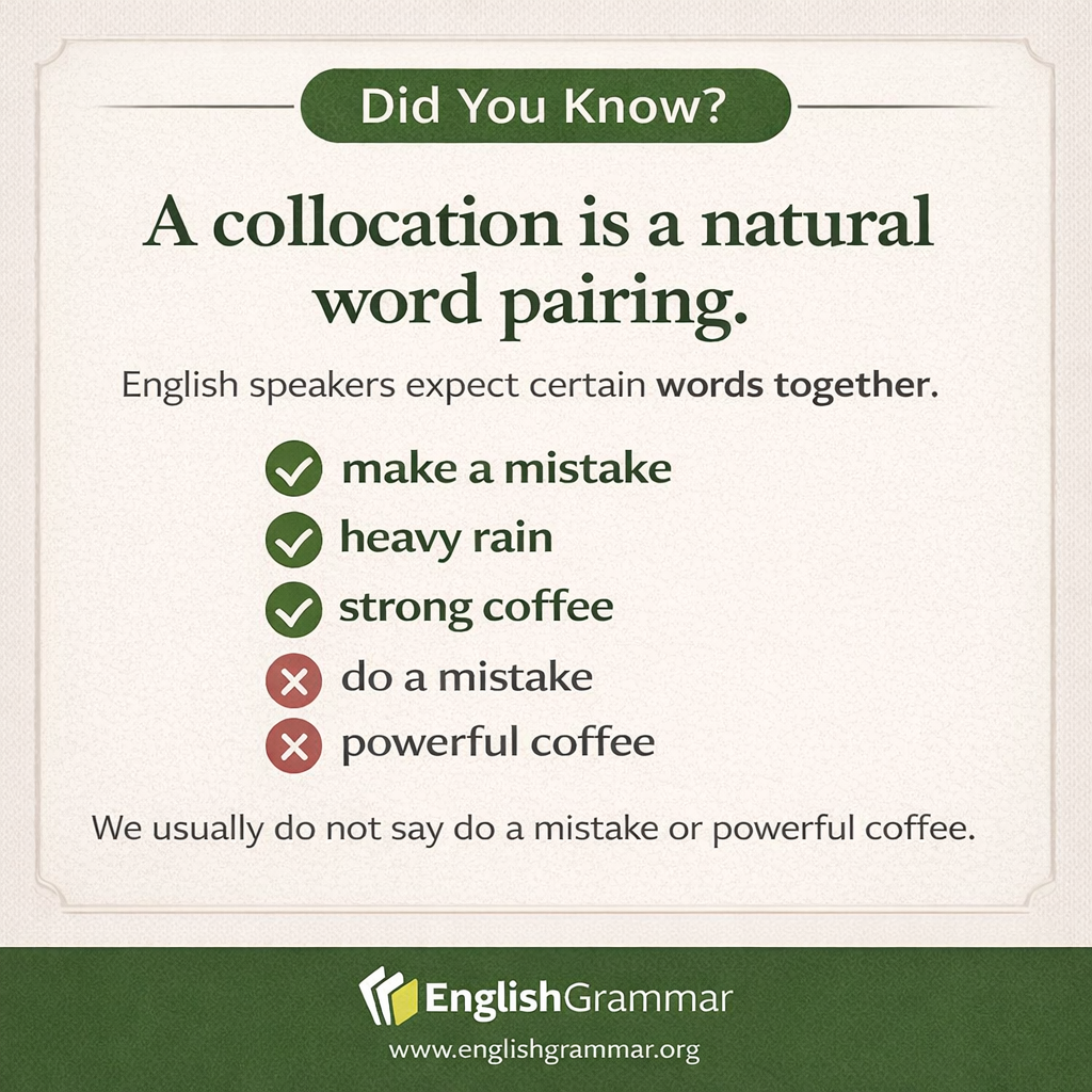A "collocation" is a natural word pairing.