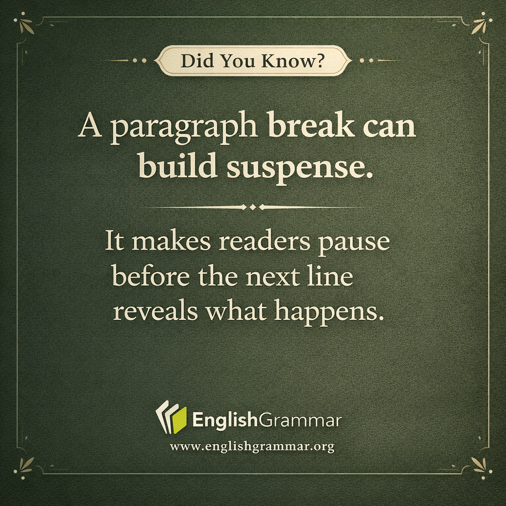 A paragraph break can create suspense.