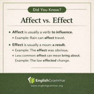 Affect Form Affect vs. Effect: what is the difference?