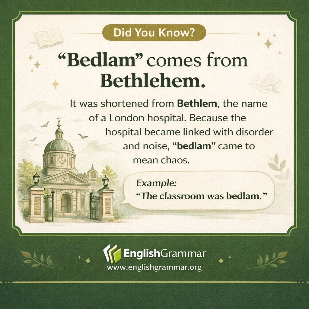 "Bedlam" comes from Bethlehem.