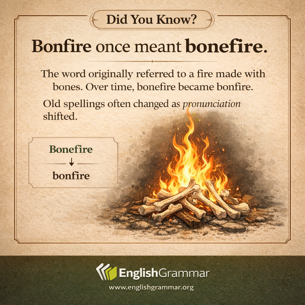 "Bonfire" used to be "bonefire."