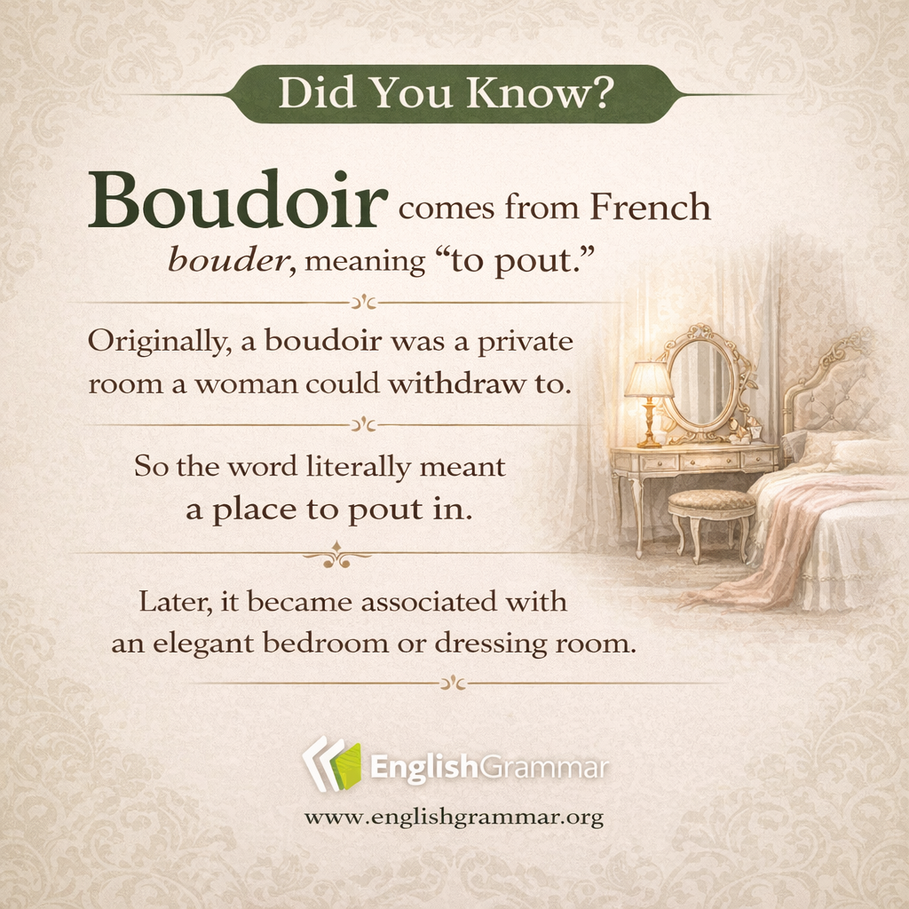 "Boudoir" literally meant "a place to pout in."