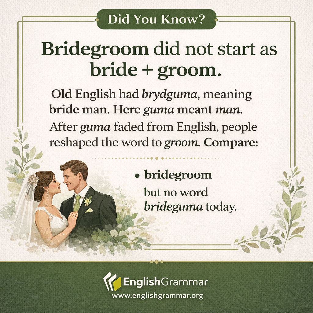 "Bridegroom" did not originally contain "groom."