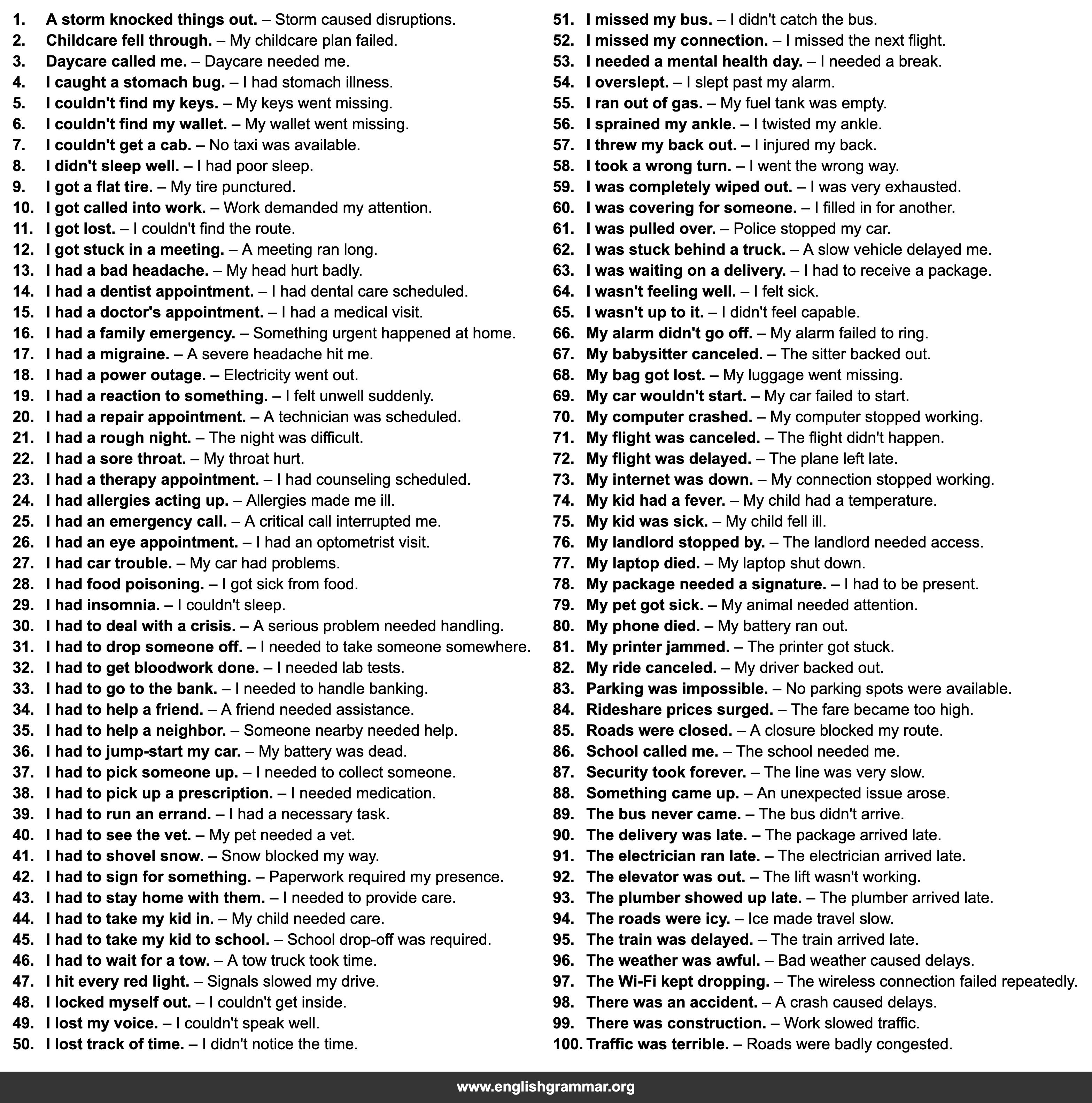 100 Brilliant Excuses