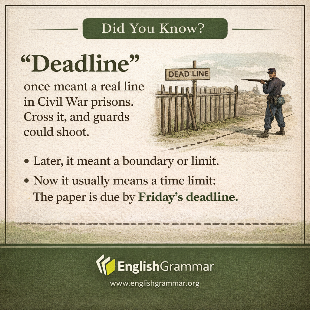 "Deadline" once meant a line you could be shot for crossing.