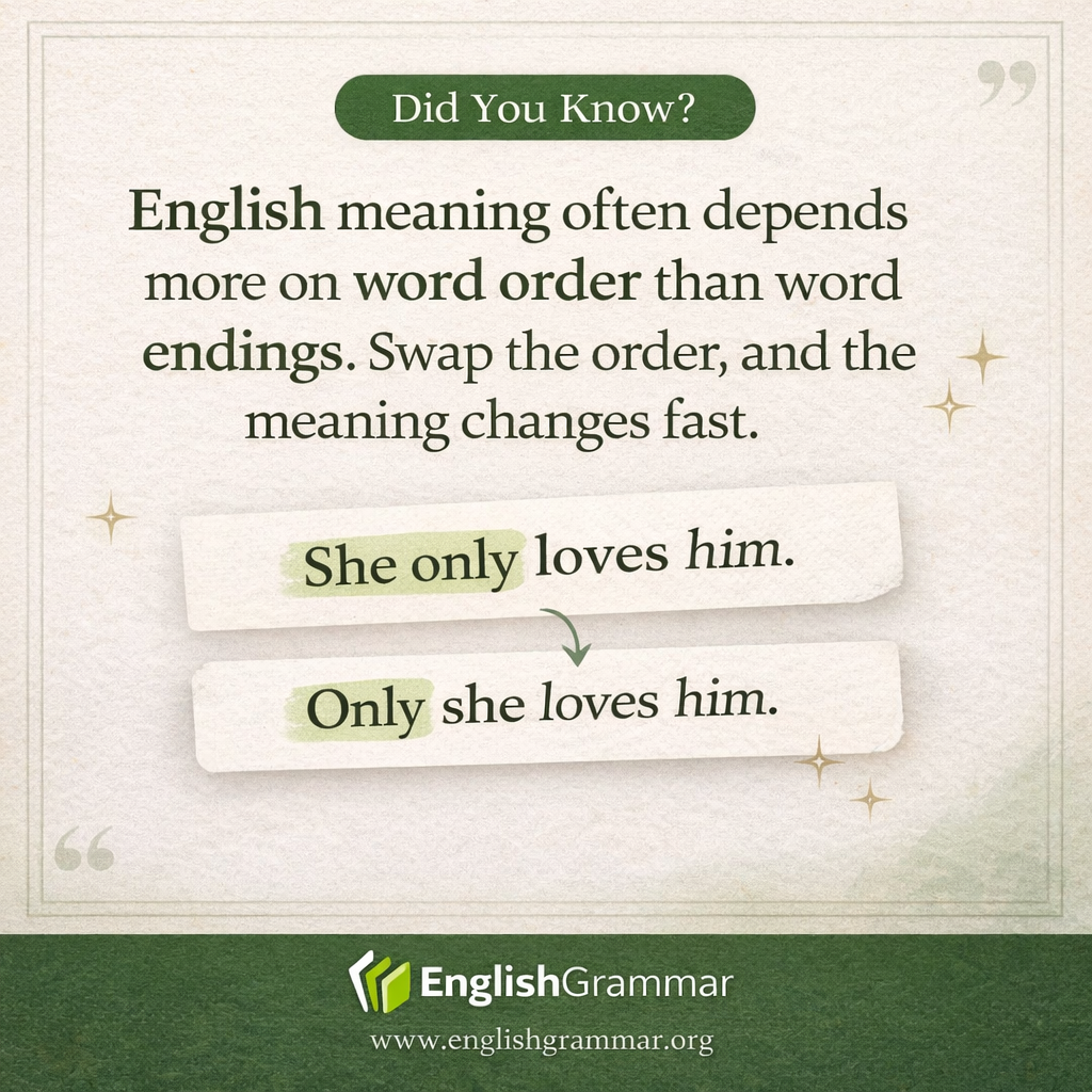 English relies on word order more than endings.