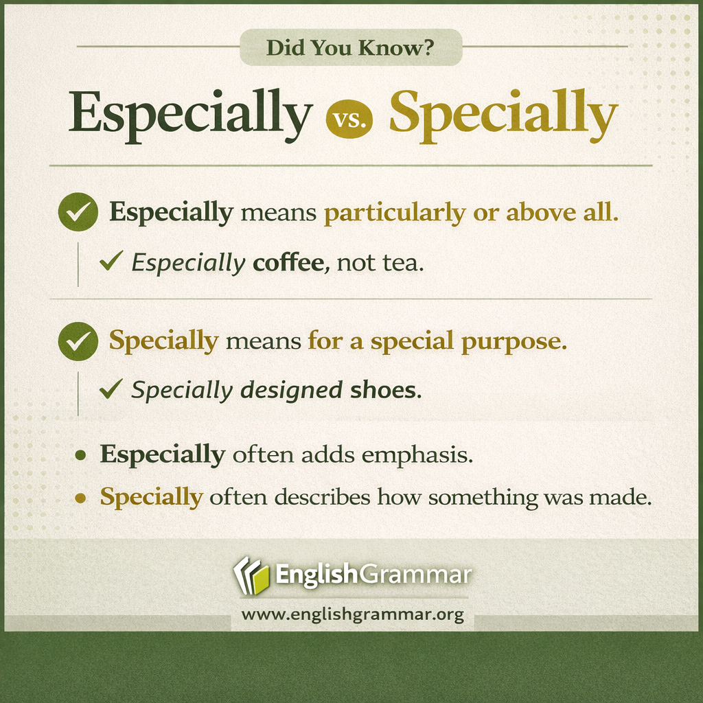 Especially vs. Specially