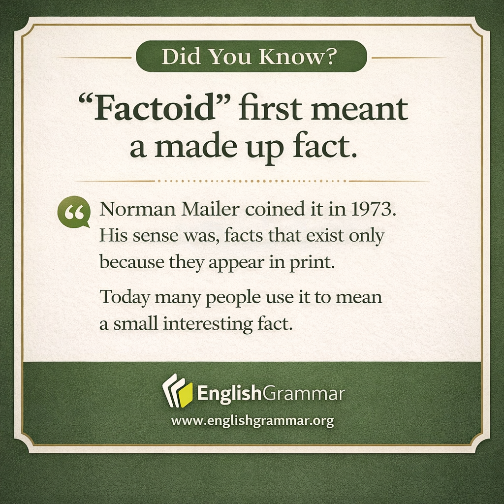 "Factoid" originally meant something made up.