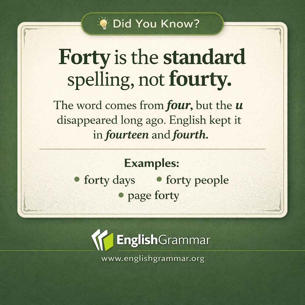 "Forty" lost its "u" for no clear reason.