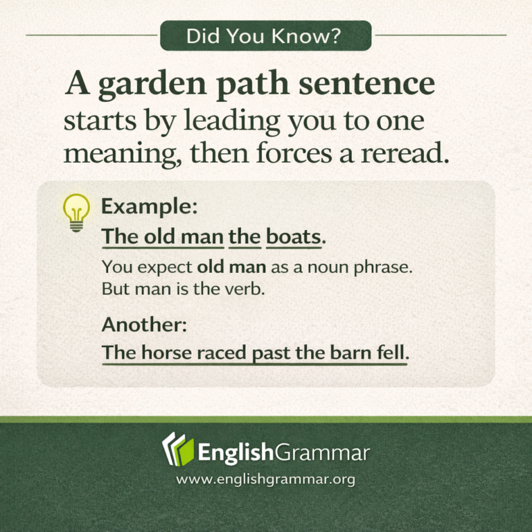 Path Example Words Garden path sentences can be tricky