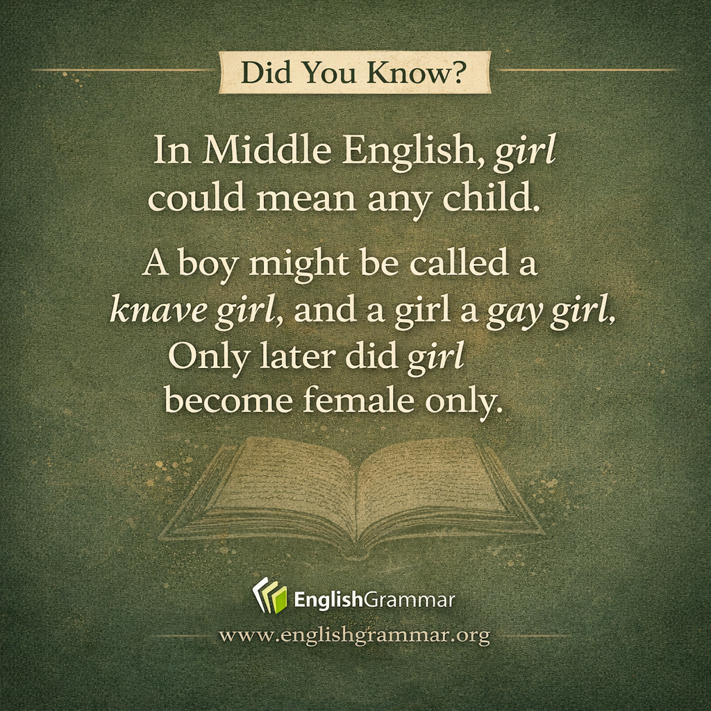 “Girl" was originally a gender neutral term for a child, and that boys were called "knave girls" and girls were called "gay girls"