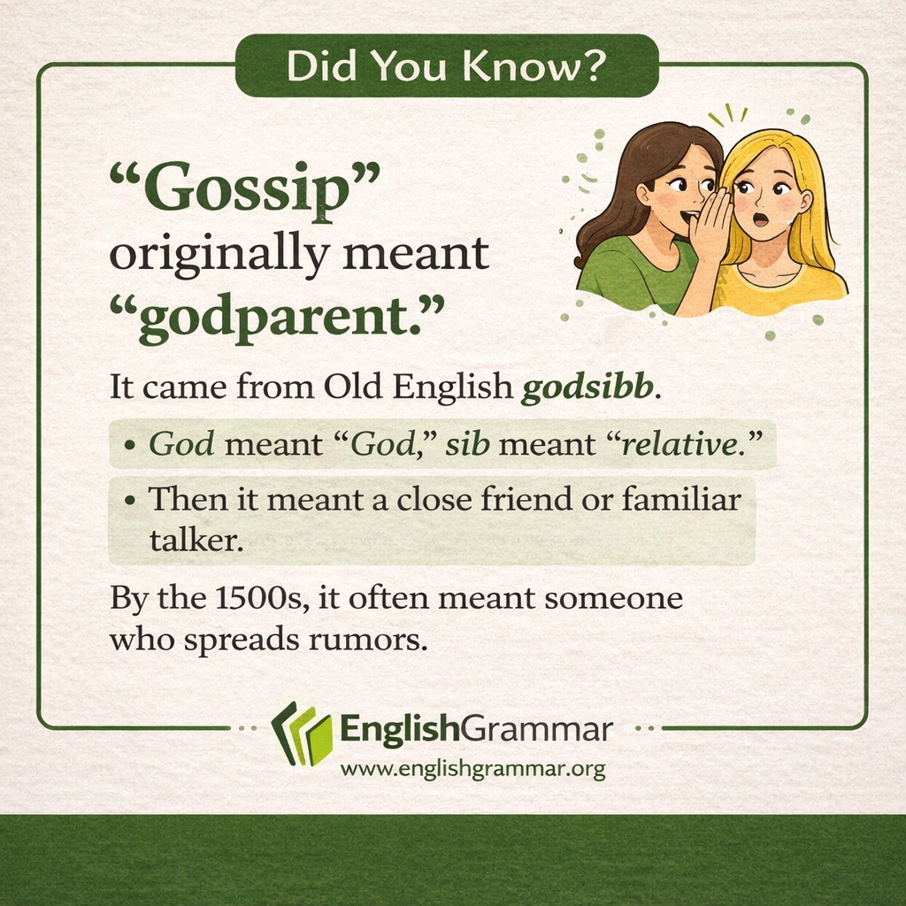 "Gossip" originally meant "godparent."