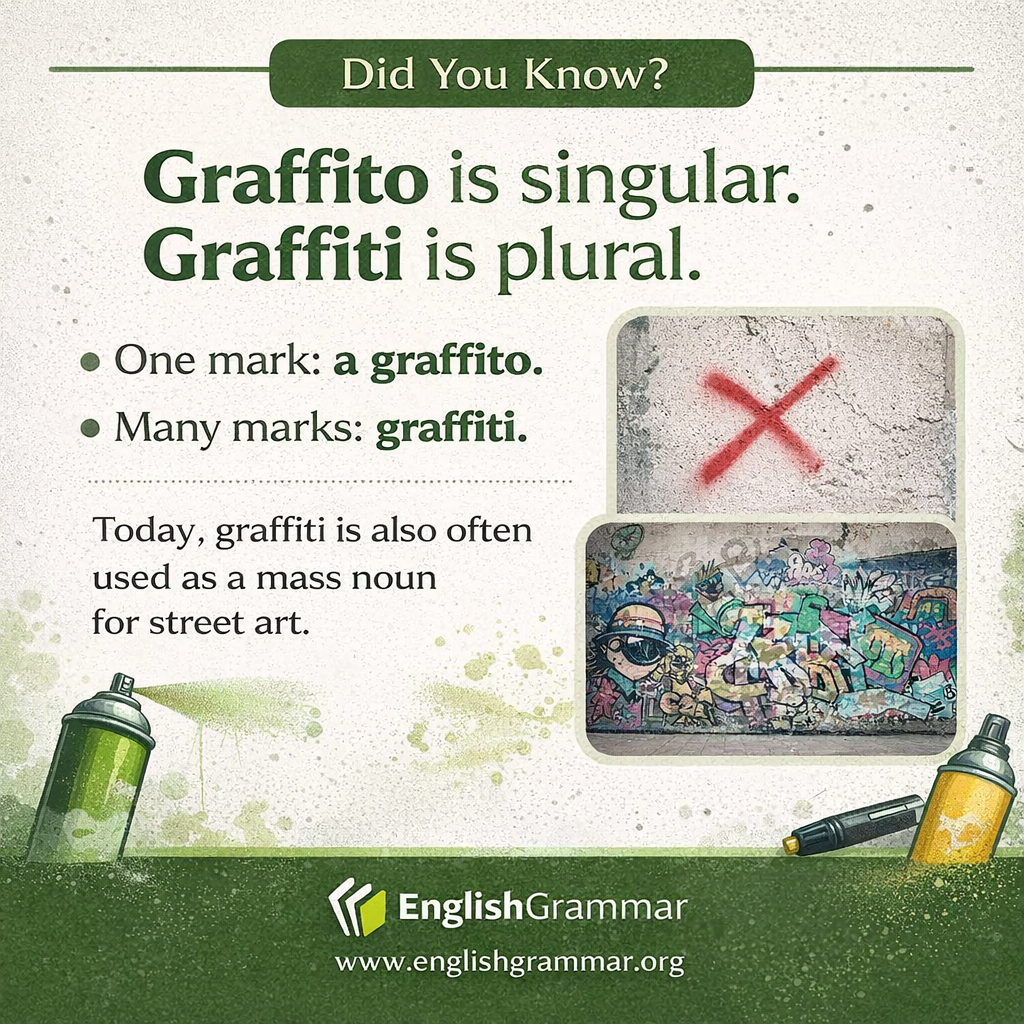 "Graffito" is the singular of "graffiti."