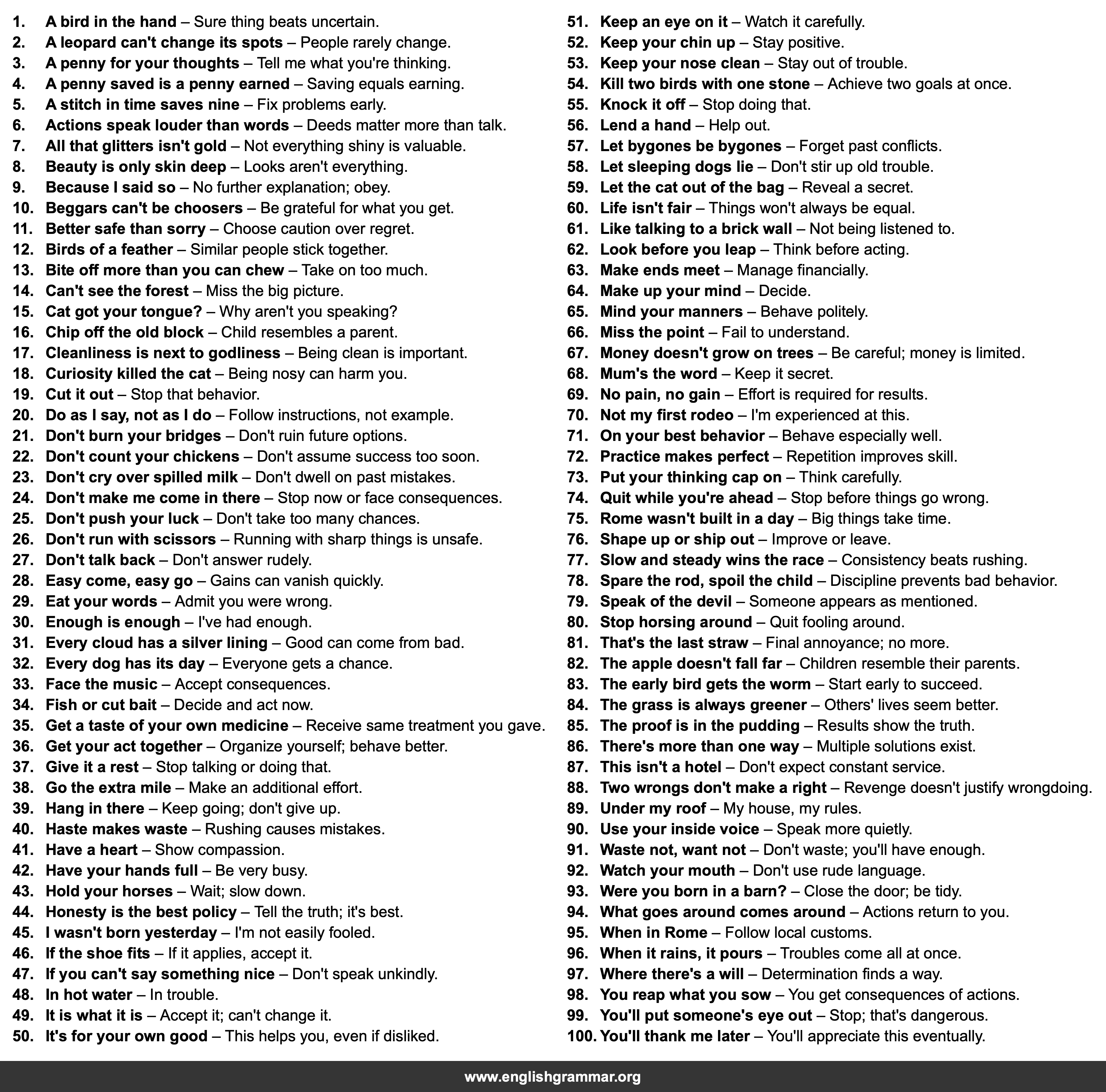 100 Idioms Parents Always Use