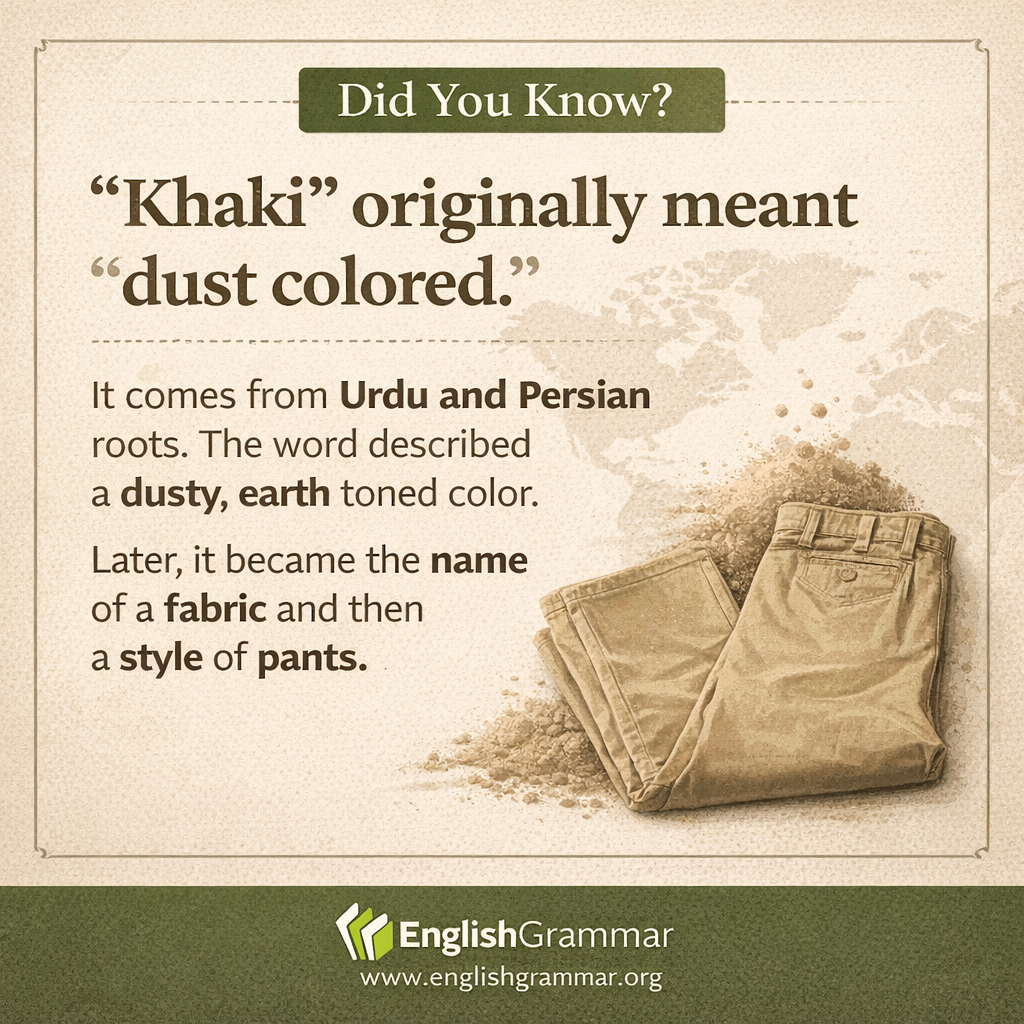 "Khaki" originally meant "dust-colored."