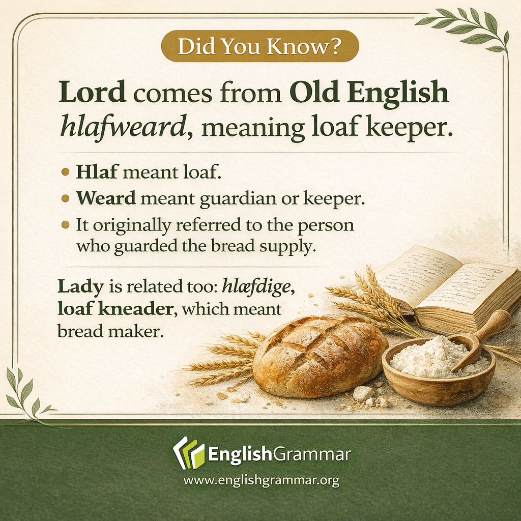 "Lord" originally meant "loaf-keeper."