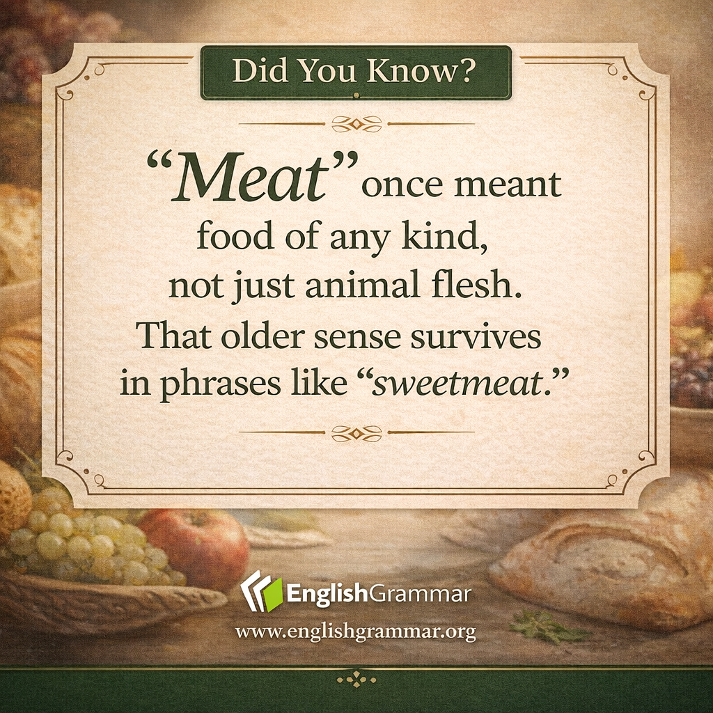 "Meat" once meant food in general.