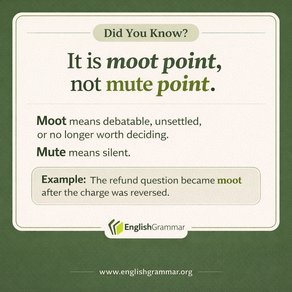"Moot point" is not "mute point."