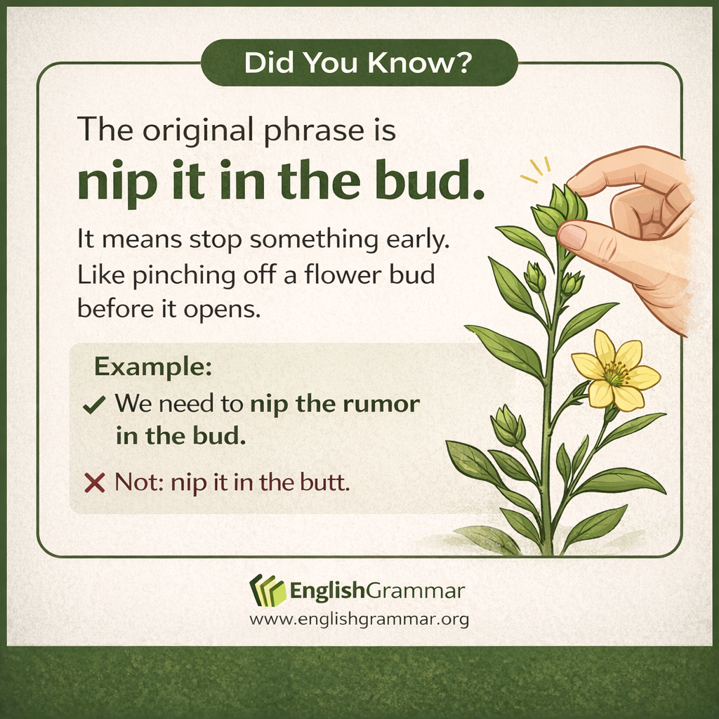 "Nip it in the bud" is the original phrase.