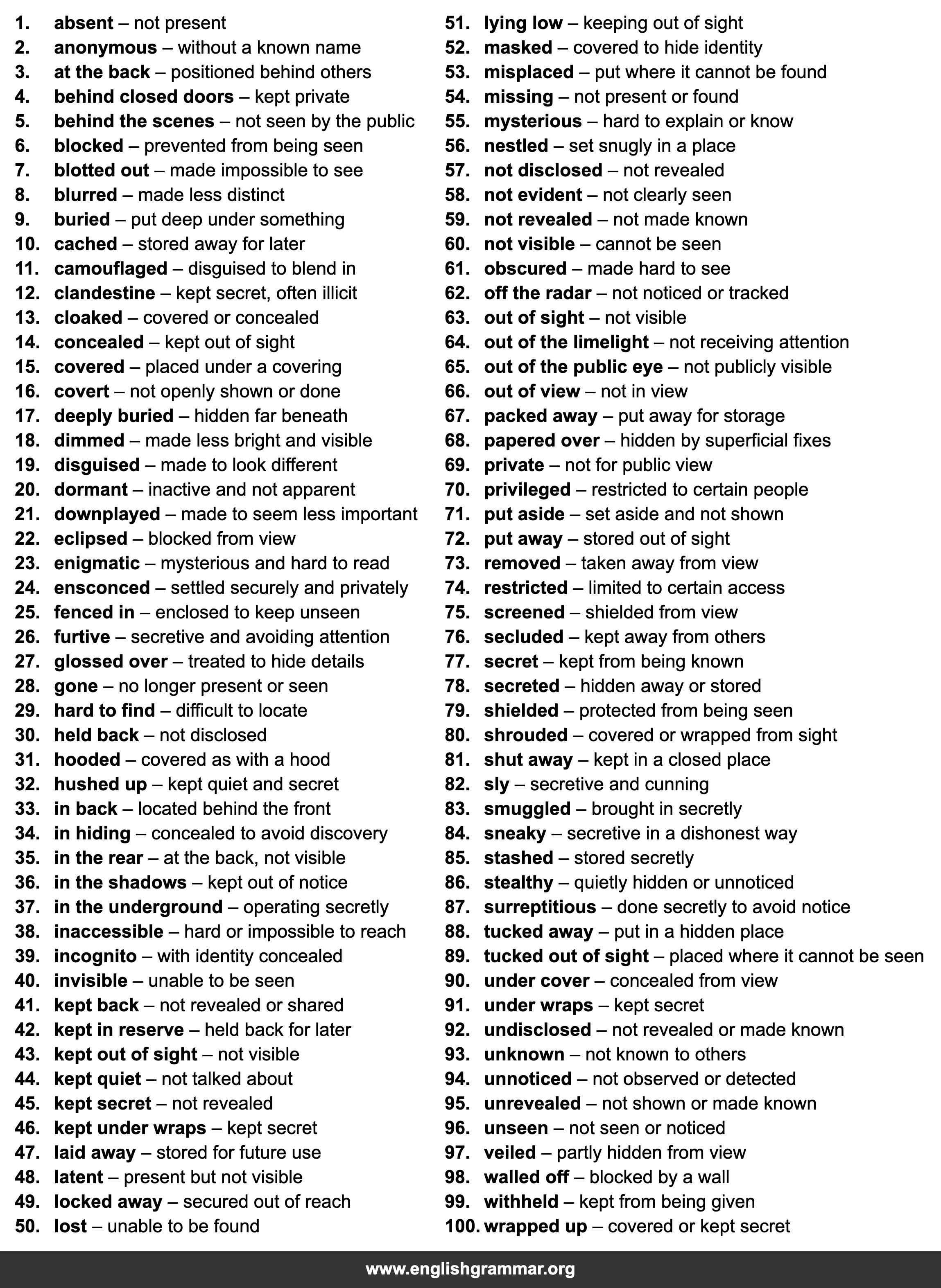 100 Other Words for