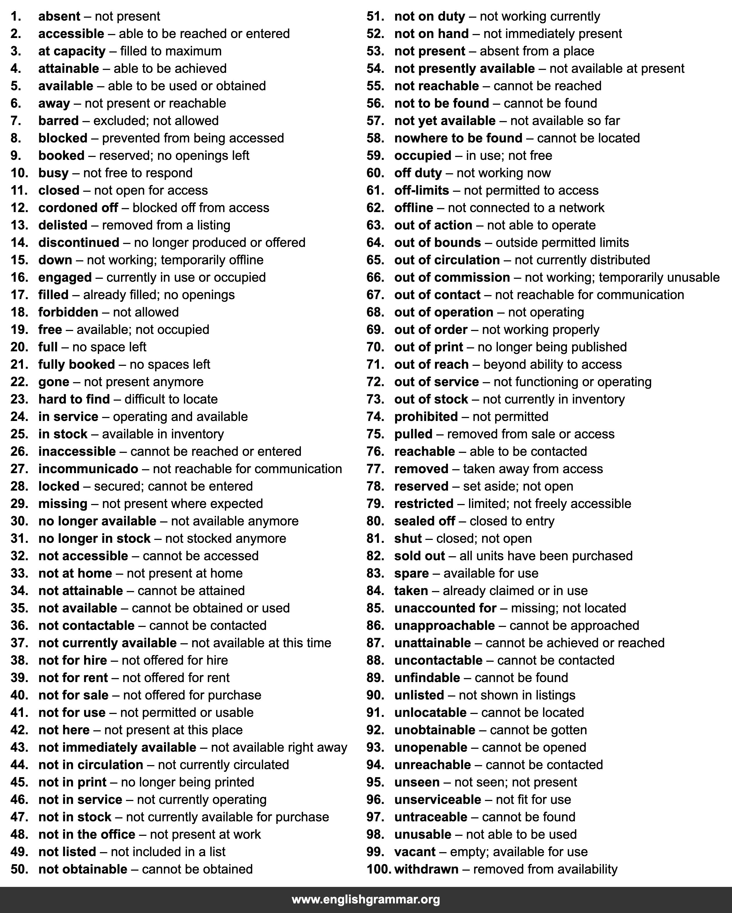 100 Other Words for