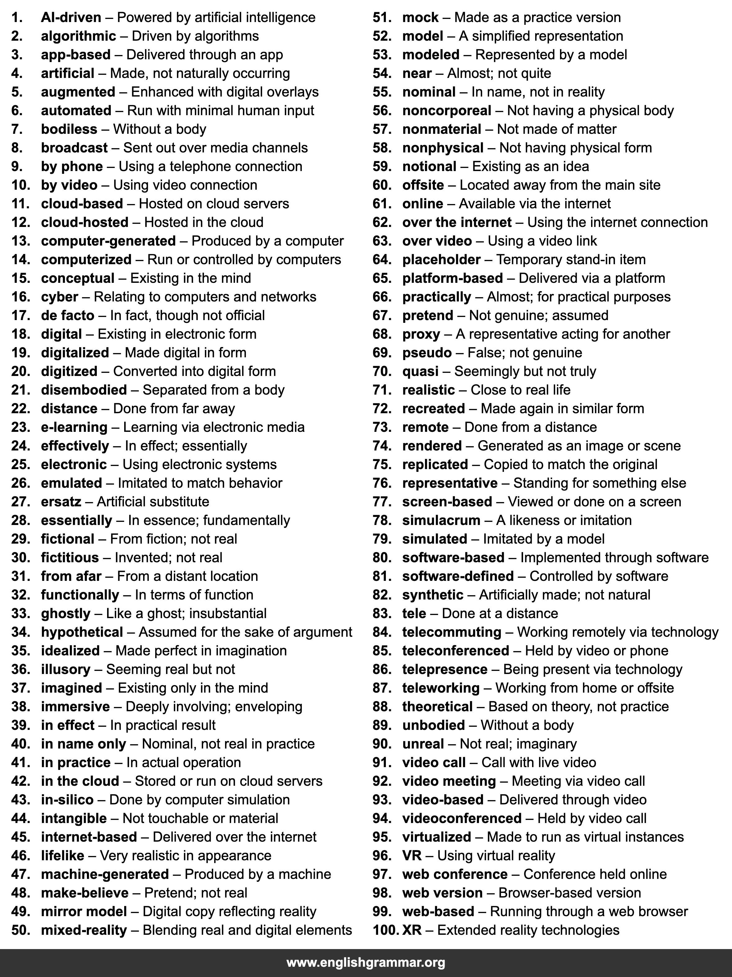 100 Other Words for