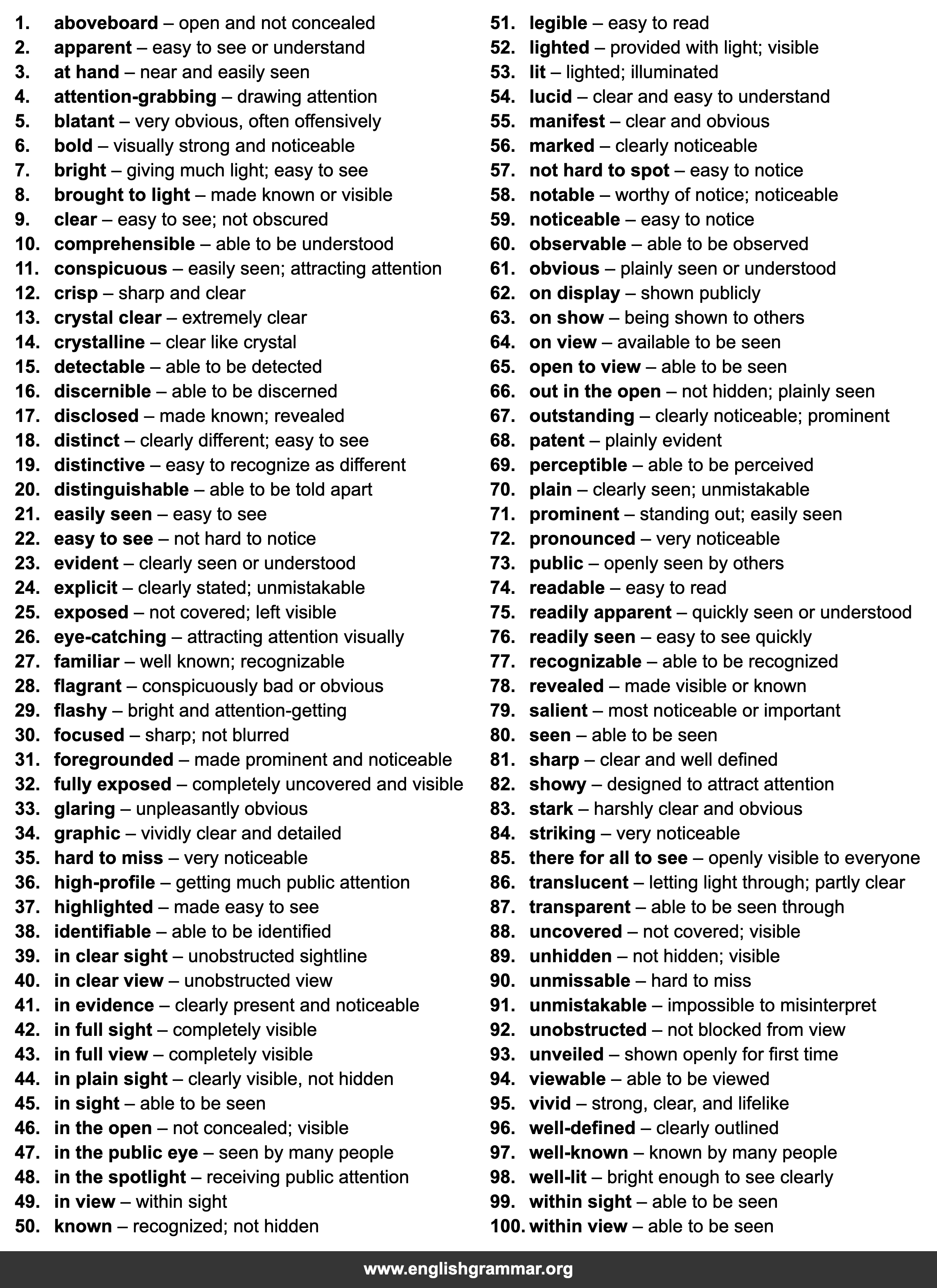 100 Other Words for