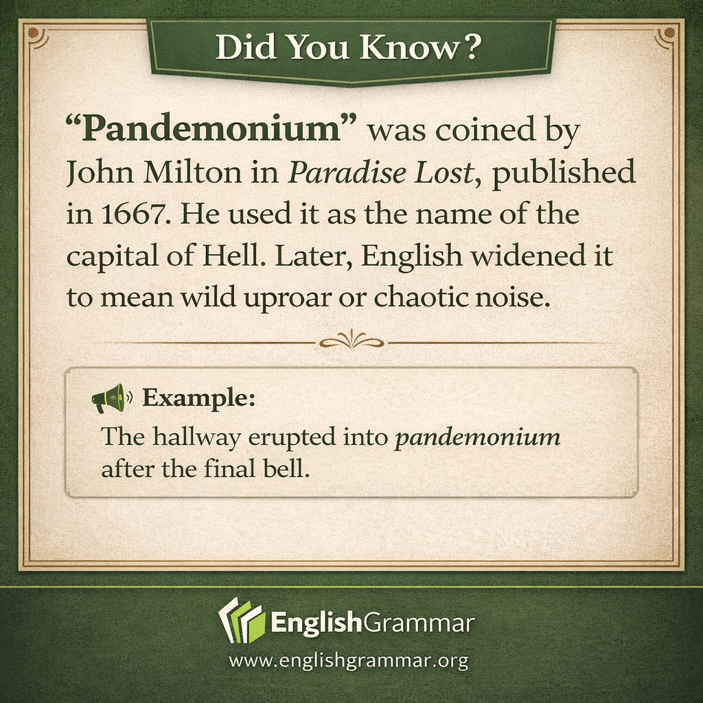 "Pandemonium" was coined by John Milton.