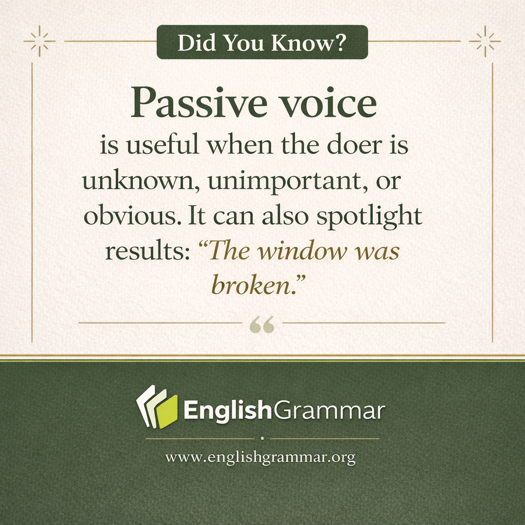 Passive voice is not always bad writing.