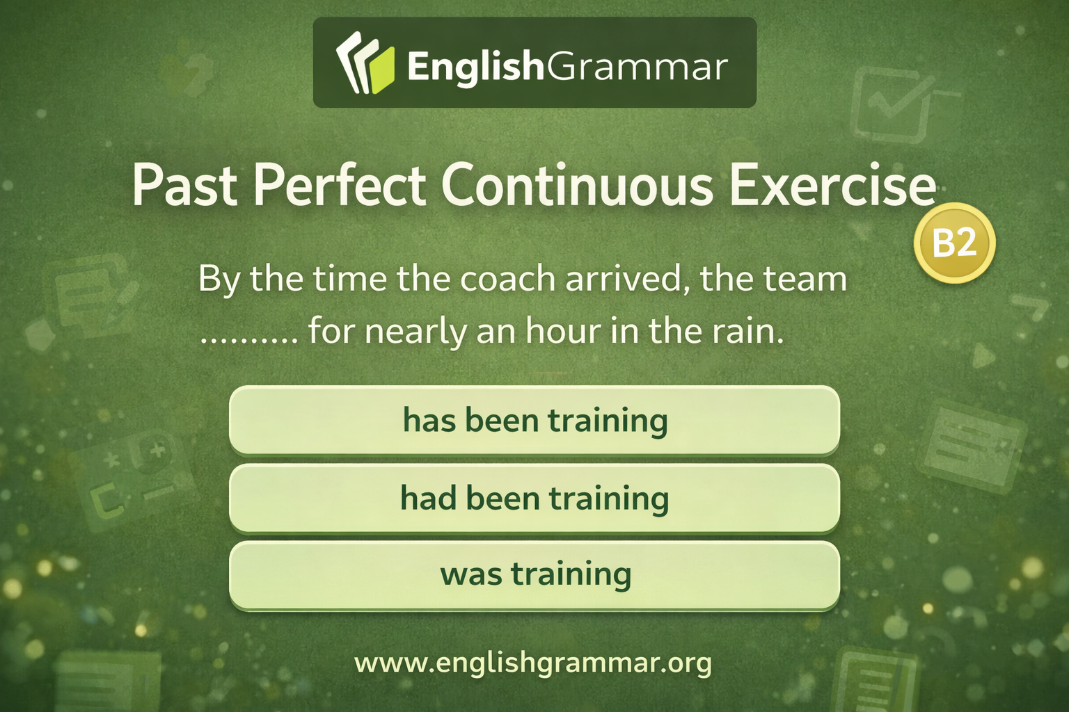 Past Perfect Continuous Exercise