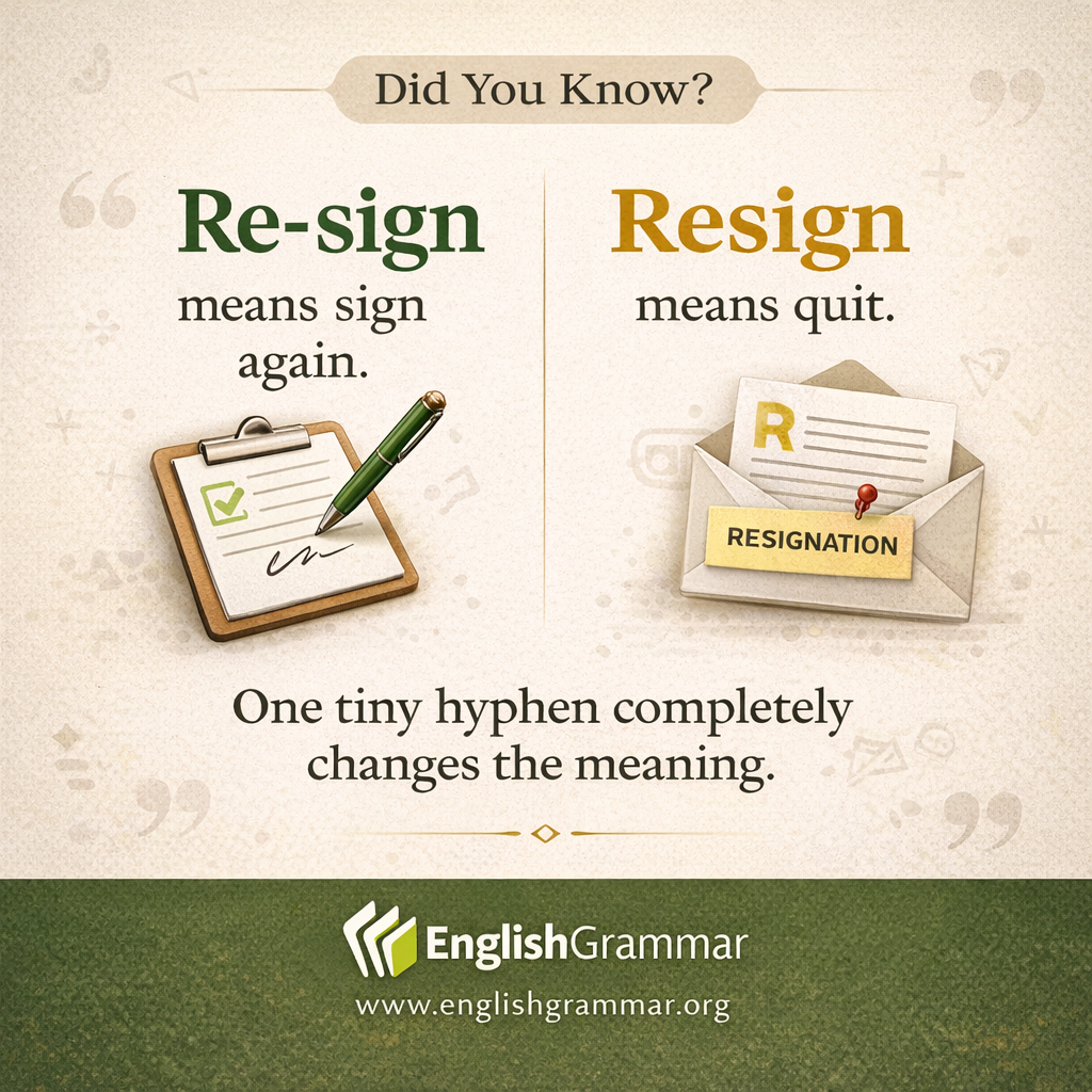 "Re-sign" and "resign" mean opposite things.