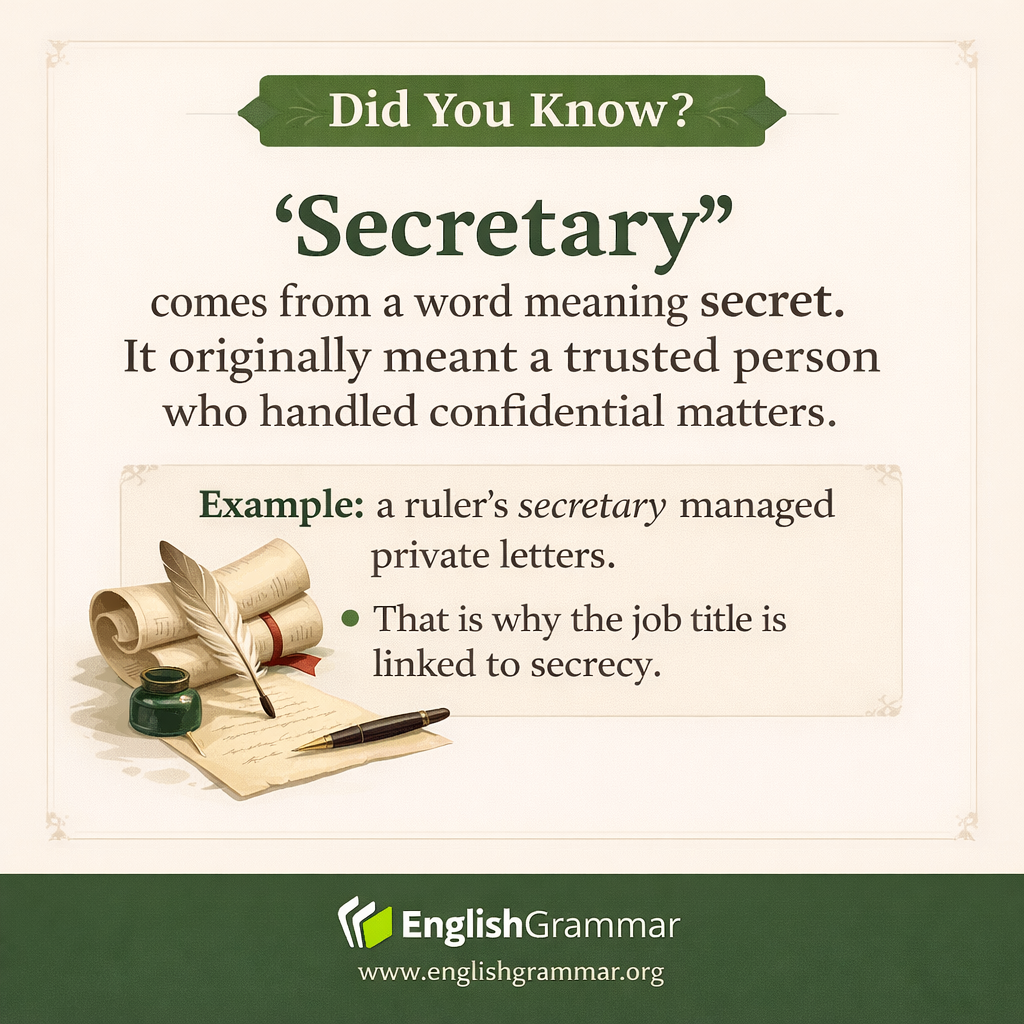 "Secretary" originally meant "keeper of secrets."