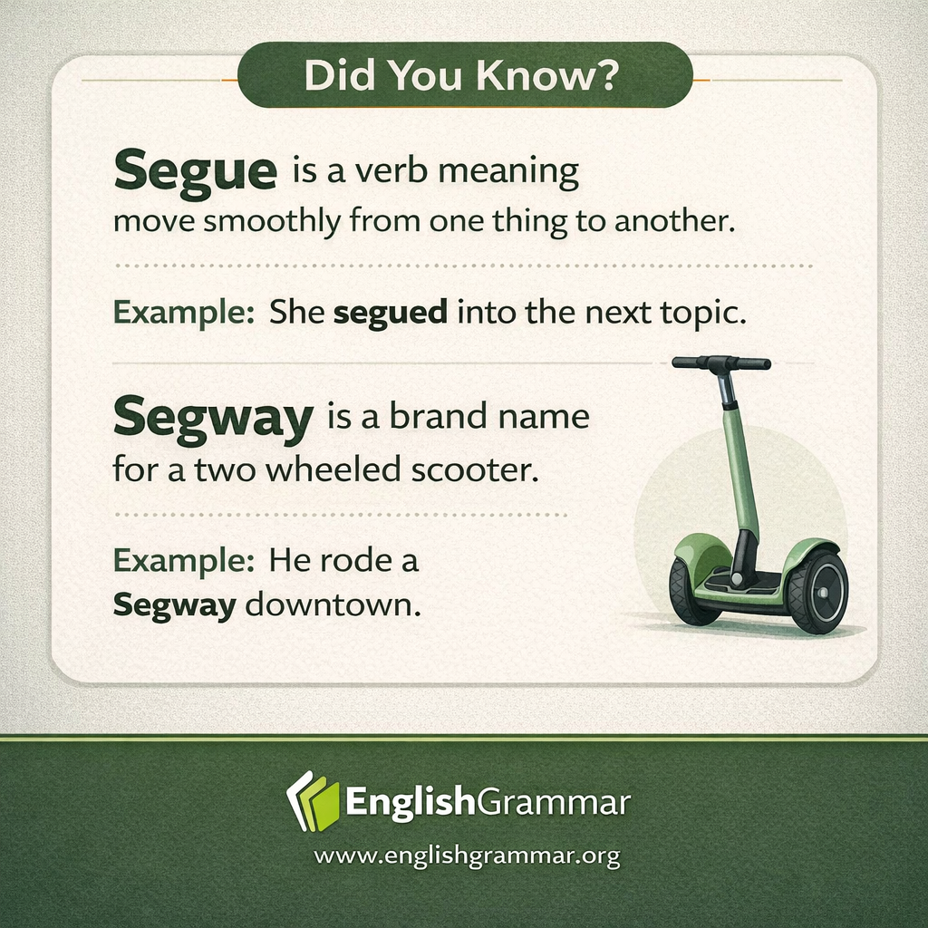 "Segue" and "Segway" are not the same word.