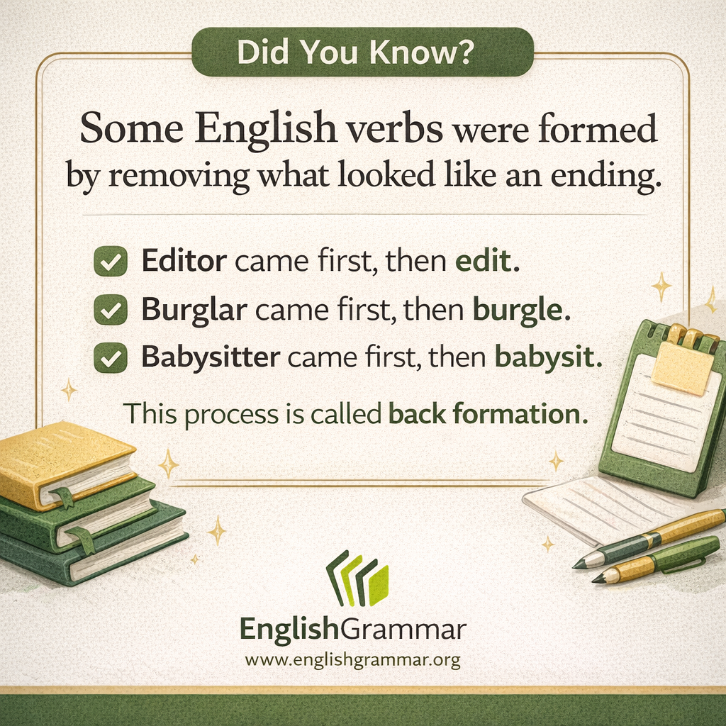 Some English verbs were created backwards.