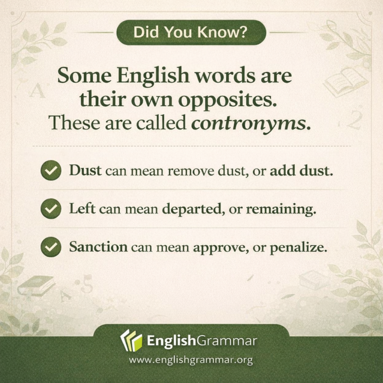 Autoantonyms Examples When one English word means its opposite