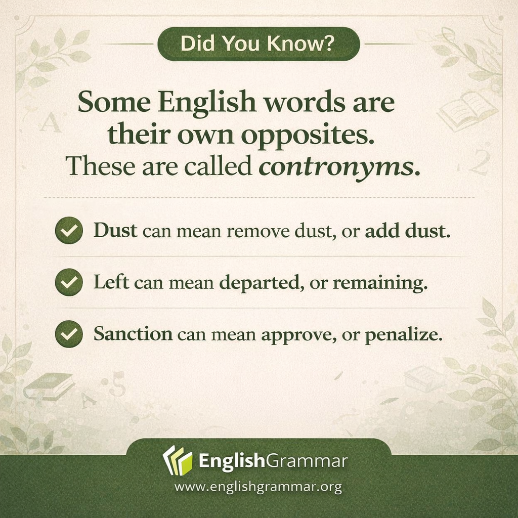 Some English words are their own opposites.