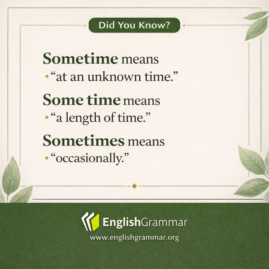 "Sometime," "some time," and "sometimes" are different.