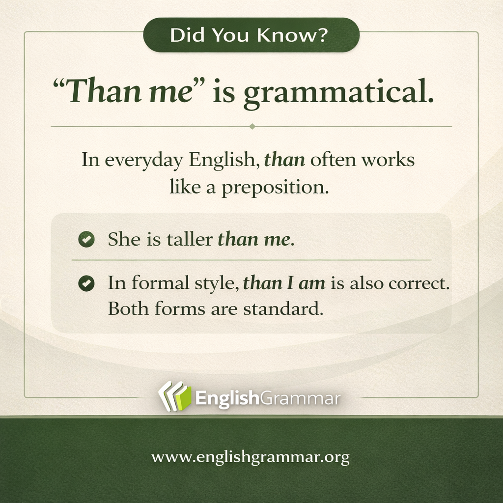 "Than me" is grammatical.