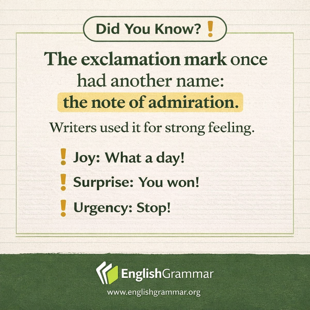 The exclamation mark was once called the "note of admiration."