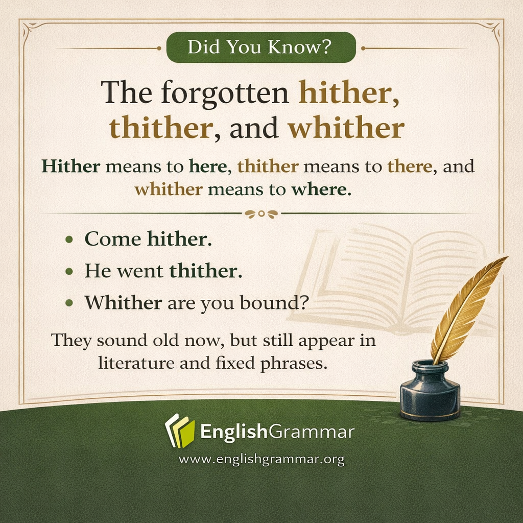 The forgotten hither, thither, and whither