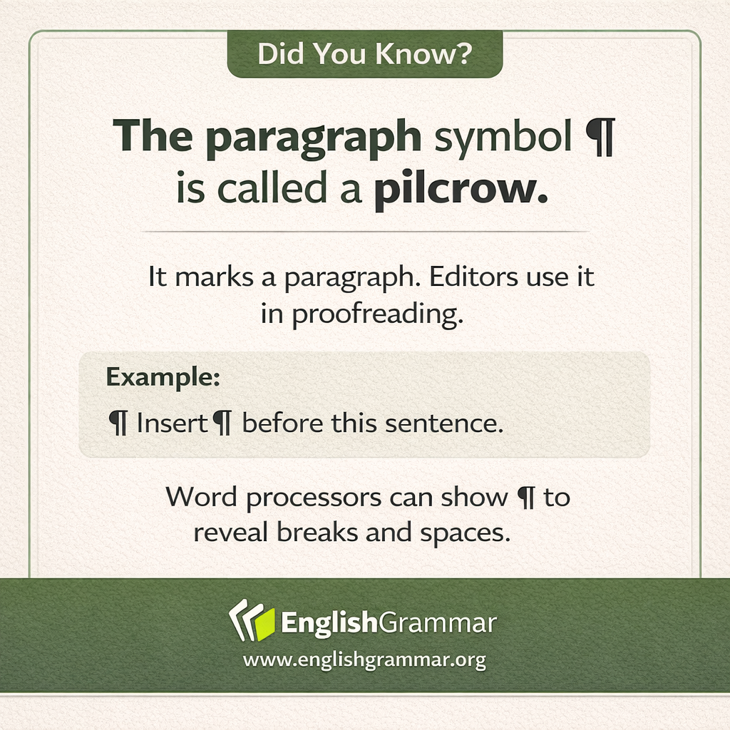 The paragraph symbol "¶" is called a "pilcrow."