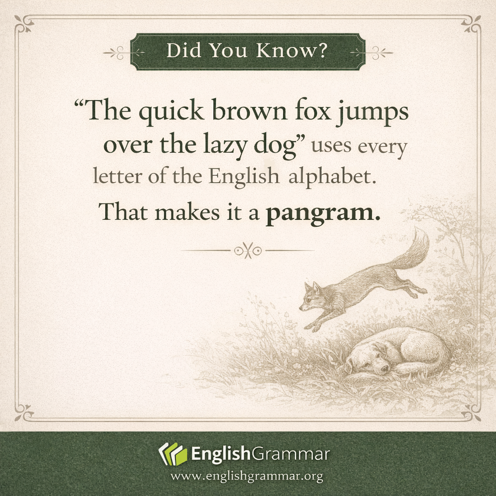 "The quick brown fox jumps over the lazy dog" is a pangram.